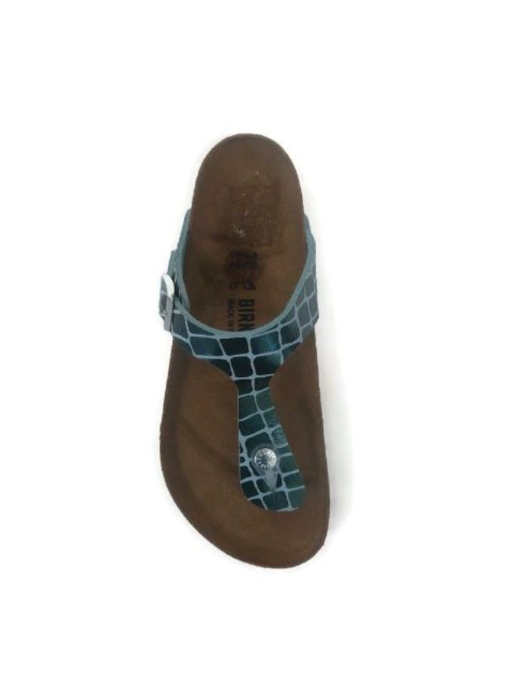 Birkenstock Gizeh Womens 7 Thong Sandals Gator Gleam Ocean Breeze EU 38 Regular - Picture 3 of 9